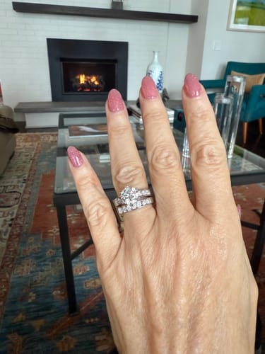 Customer photo review of Round Cut Moissanite Channel Set Engagement Ring