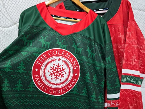 Customer photo review of Family Christmas Custom Hockey Jersey