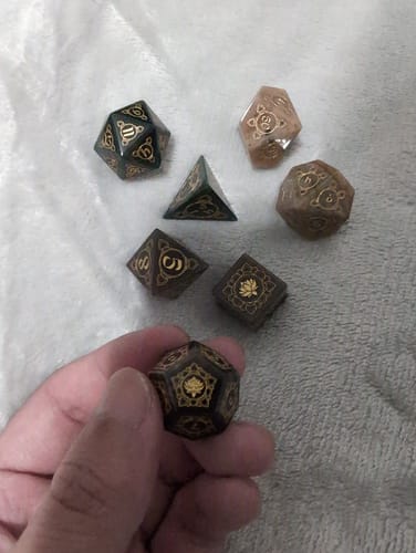 Customer photo review of Indian, Indian Agate Stone Dice Set - Dice Around the World Collection