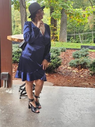 Michele W. review of High Waisted High-Low Elasticity Pleated Solid Color Split-Joint Tied V-Neck Mini Dresses image 1 out of 1