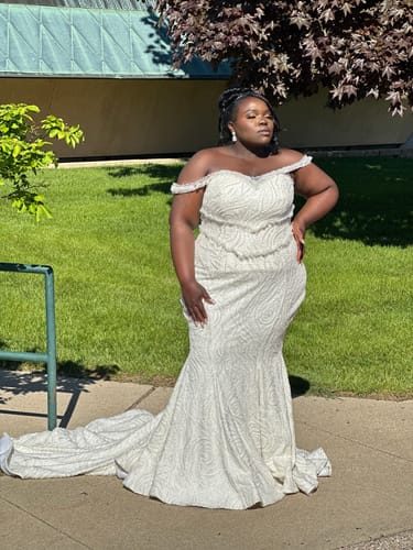 Customer photo review of Statement Wedding Earrings - REESE