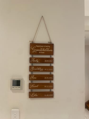 Customer photo review of 🆕 Upgraded Personalized Grandkids Hanging Sign | 2025 Version Engraved Design