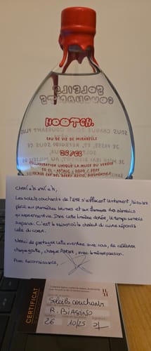 Customer photo review of SOLEILS COUCHANTS - Eau-de-vie de Mirabelle (2020) - Damejeanne Unique 66 Bouteilles
