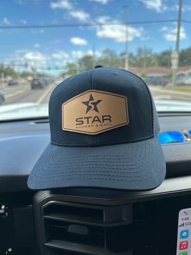 Customer photo review of Premium Custom Leather Patch Hats (Wholesale)