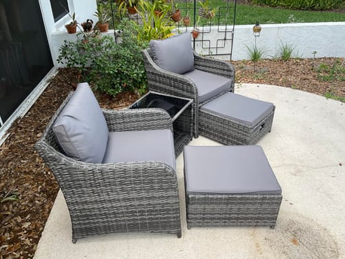 Customer photo review of HOMREST 3 Piece Outdoor Swivel Chairs -All Weather Wicker Patio Bistro Table and Chairs Set, Grey