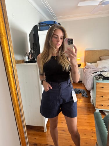 Customer photo review of Utility Shorts - Blue