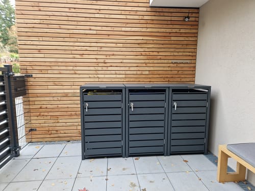 Customer photo review of Moderne Mülltonnenbox MB6 | Anthrazit (RAL7016) | stabil & pulverbeschichtet | 2er-Box