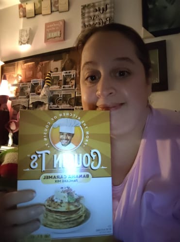 Customer photo review of Cousin T's Banana Caramel Gourmet Pancake Mix (2 Pack)