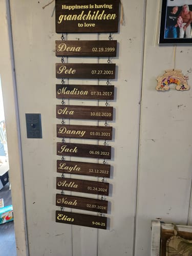 Customer photo review of Personalized Grandkids Hanging Sign | 2024 Version Printed Design