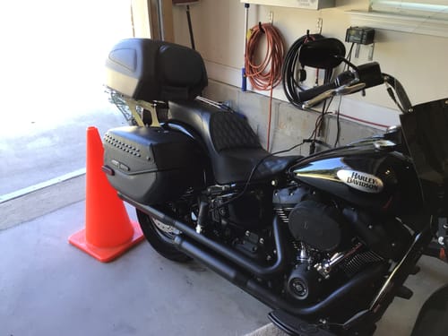 Customer photo review of 42L - Challenger XL Leather Wrapped Hard Motorcycle Trunk