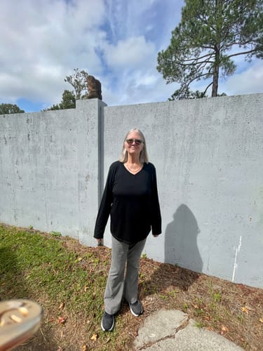 Customer photo review of Lily V Neck Lounge Top • Final Sale Deals! - Black