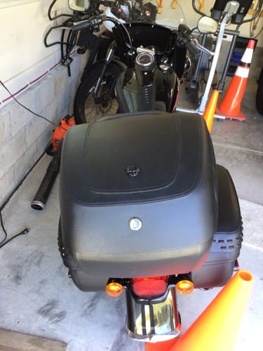 Customer photo review of 42L - Challenger XL Leather Wrapped Hard Motorcycle Trunk
