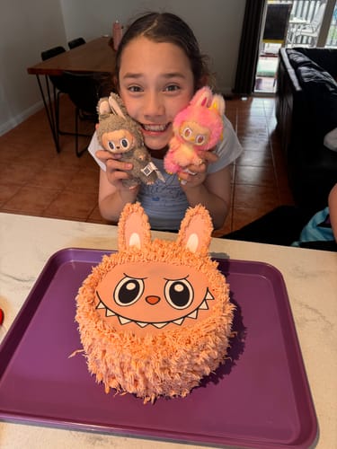 Customer photo review of Labubu Monster Face – Edible Icing Image