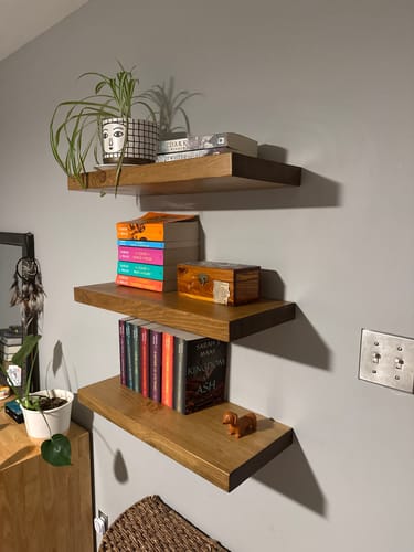 Customer photo review of Rustic Floating Shelves