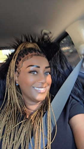 Customer photo review of HD Knotless Braid Wig, Human Hair Swiss Full Lace, Black, Glueless - Fatima