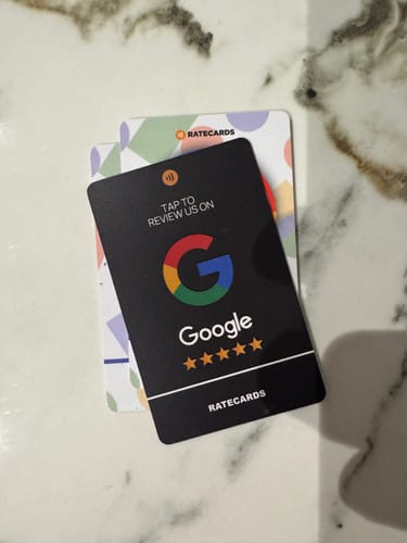Customer photo review of RATECARDS™ - Google Review Card Premium Black