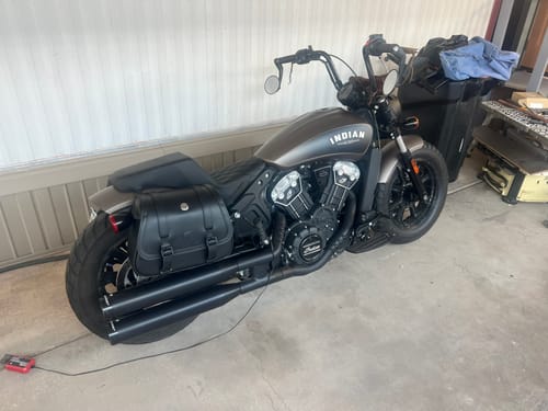 Customer photo review of 25L - SpiritBlade Large Indian Scout Bobber Twenty Leather Motorcycle Saddlebags