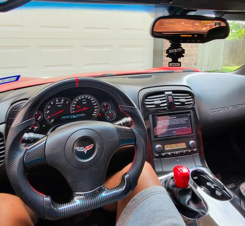 Customer photo review of Genuine Carbon Fiber Steering Wheel With Button Trim For C6 Corvette 2006-2011