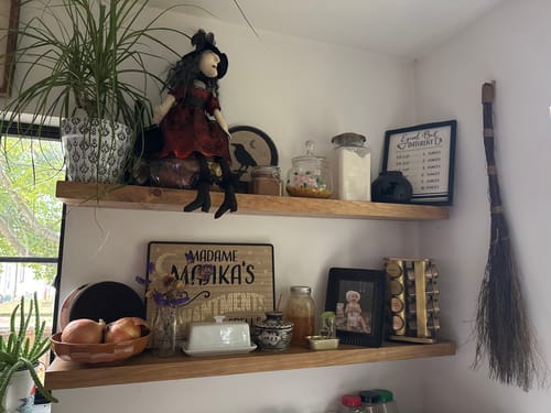 Customer photo review of Rustic Floating Shelves