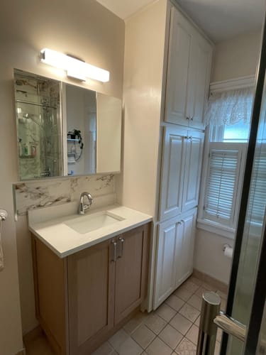 Customer photo review of Bridgeport SLIM 30" White Oak Bathroom Vanity