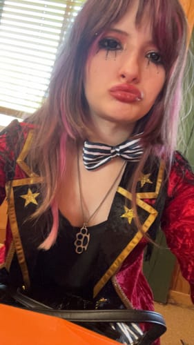 Customer photo review of Halloween black block Prescription Colored Contact Lenses