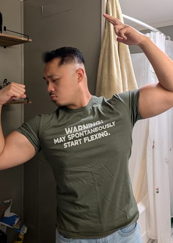Customer photo review of Spontaneously Flexing T-Shirt