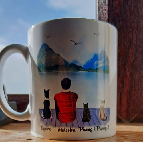 Customer photo review of Man & Pets- Life is better with Pets- Personalised Dog Mug