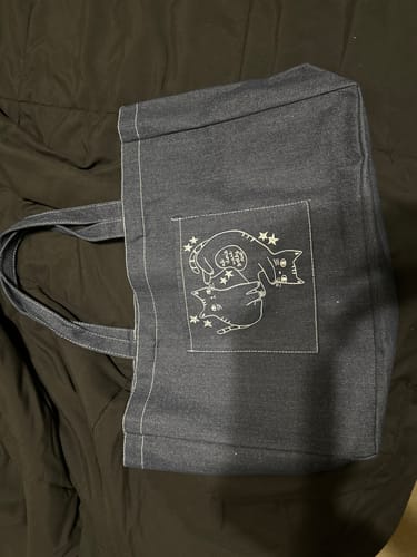 Customer photo review of Kitty Denim Tote Bag
