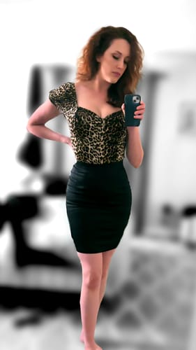 Customer photo review of PRE-ORDER - Vixen Pencil Skirt in Black MINI - Vixen by Micheline Pitt