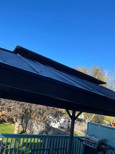 Customer photo review of SUNJOY 12x16 Outdoor Cedar Framed Gazebo with 2-tier Metal Roof and Ceiling Hook - Standard Driftwood Cedar
