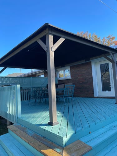 Customer photo review of SUNJOY 12x16 Outdoor Cedar Framed Gazebo with 2-tier Metal Roof and Ceiling Hook - Standard Driftwood Cedar