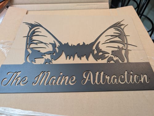 Customer photo review of Custom Metal Maine Coon Cat Wall Art - Metal Cat Breed Sign - 20+ Color Options - Up to 46"