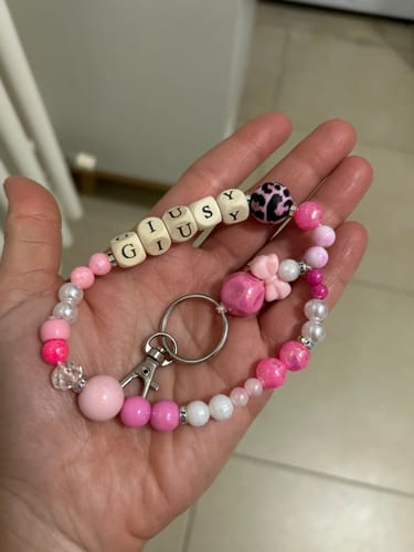 Customer photo review of Portachiavi Corto di perle fatto a mano 💝 Rosa