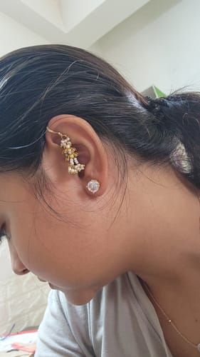 Customer photo review of 22k Gold Plated Raajan Earring