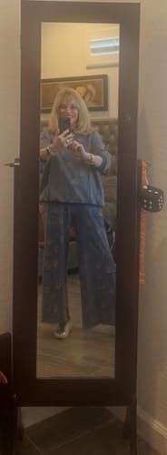 Customer photo review of Long Sleeve Western Print Mineral Washed Pullover Sweater