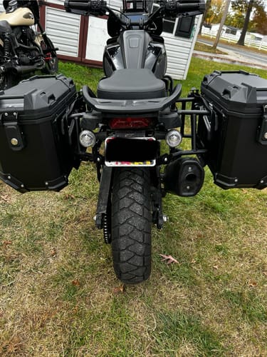 Customer photo review of 45L - Apex XL Motorcycle Side Cases for Harley Pan America RA1250/S Black