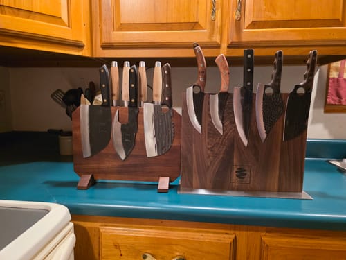Customer photo review of FREE Walnut Magnetic Knives Holder