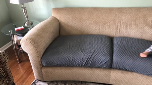 Customer photo review of Pet Proof Magic Sofa Cover, Scratch Resistant & Anti-Slip Stretch Fit, Machine Washable