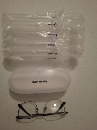Customer photo review of Reven Jate Women's Full Rim Square Titanium Eyeglasses 65005