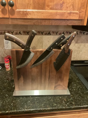 Customer photo review of FREE Walnut Magnetic Knives Holder