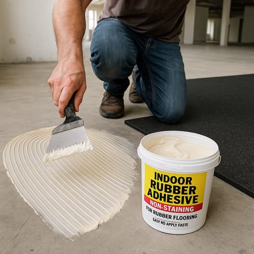 Customer photo review of Indoor Rubber Adhesive Non-Staining for Rubber Flooring & Matting Easy-To-Apply Paste