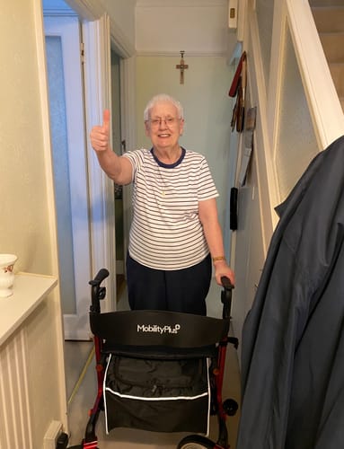 Customer photo review of MobilityPlus+ Deluxe 2.0 Ultra-Light Folding Rollator with Seat