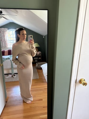 Customer photo review of Knit Off-Shoulder Sweater Maxi Dress
