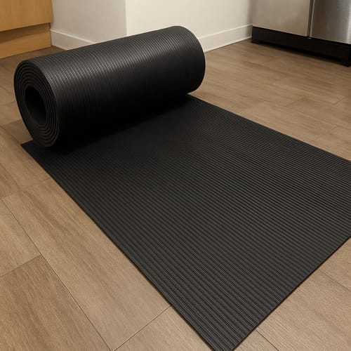 Customer photo review of Economical Heavy Duty Fine Ribbed Rubber Matting Rolls Slip Resistant Directional Ribbed Surface