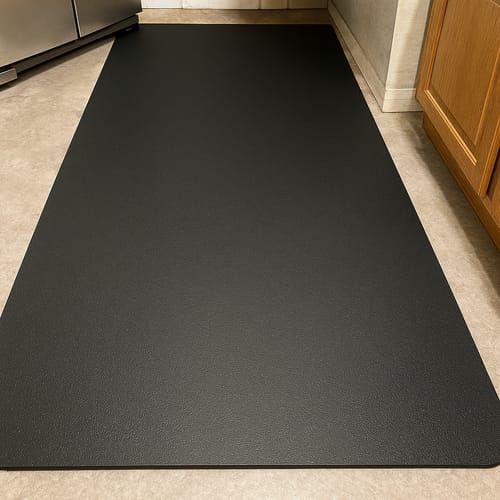 Customer photo review of Heavy Duty Slip-Resistant Plain Black Rubber Safety Flooring