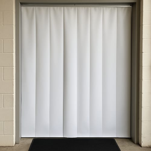 Customer photo review of Solid White QuickMount Curtains – Energy-Saving, Opaque PVC Strip Curtains for Privacy, Blackout, Weather Protection, Easy Installation