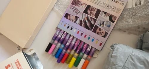 Customer photo review of Nail Art Markers | Fine Tip Pens for Home Manicure