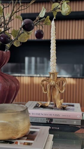 Customer photo review of Medium Gold Bow Candle Holder (Set of 2)
