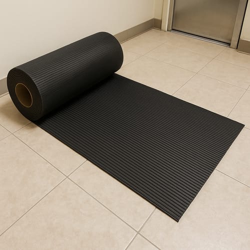 Customer photo review of Economical Heavy Duty Fine Ribbed Rubber Matting Rolls Slip Resistant Directional Ribbed Surface
