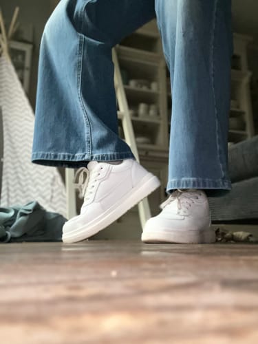 Customer photo review of ELEVATESHOES WHITE CASUAL